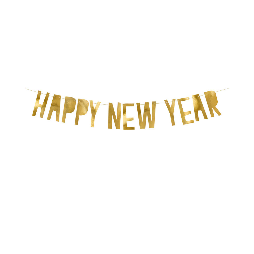 Happy New Year banner - gold, 10 x 90 cm