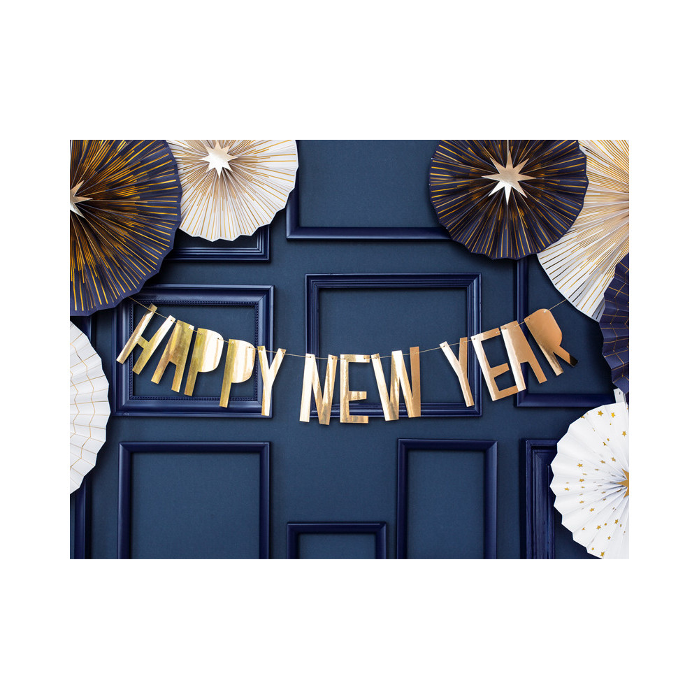Happy New Year banner - gold, 10 x 90 cm