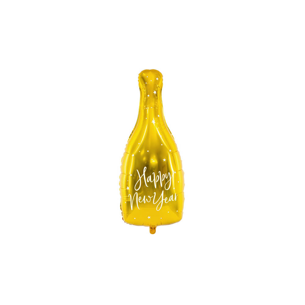 Foil balloon champagne bottle, Happy New Year - gold, 32 x 82 cm