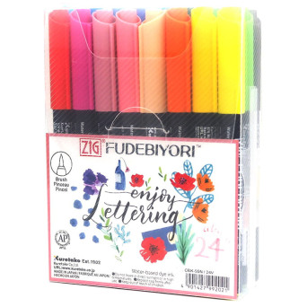 Set of Zig Fudebiyori Brush Pen - Kuretake - 24 colors