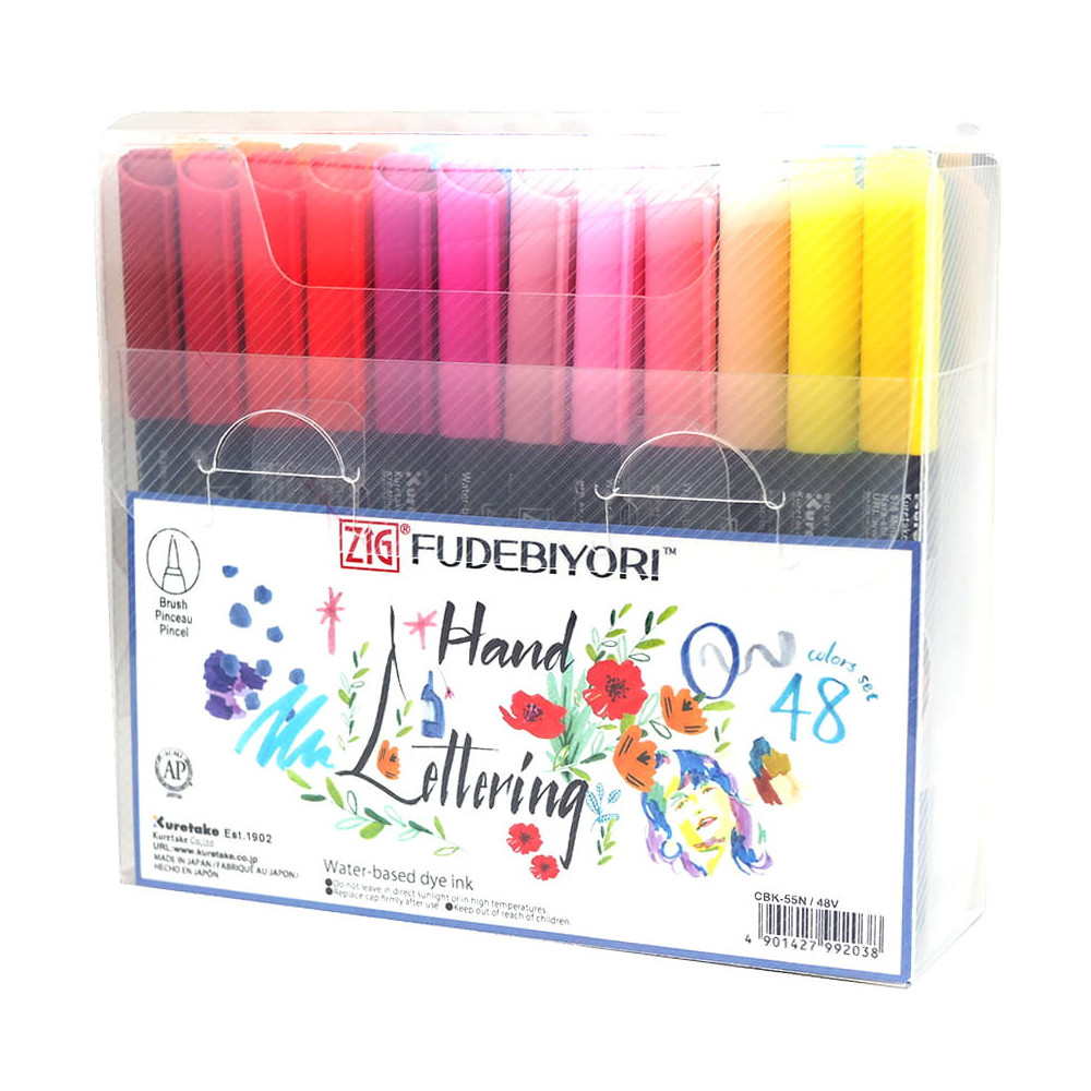 Set of Zig Fudebiyori Brush Pen - Kuretake - 48 colors