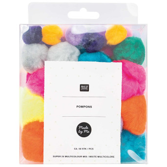 Pompoms Super Multicolour - Rico Design - colorful, 50 pcs