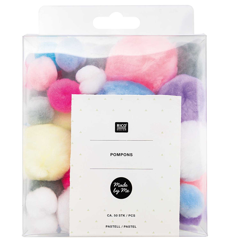Pompony Pastel - Rico Design - pastelowe, 50 szt.