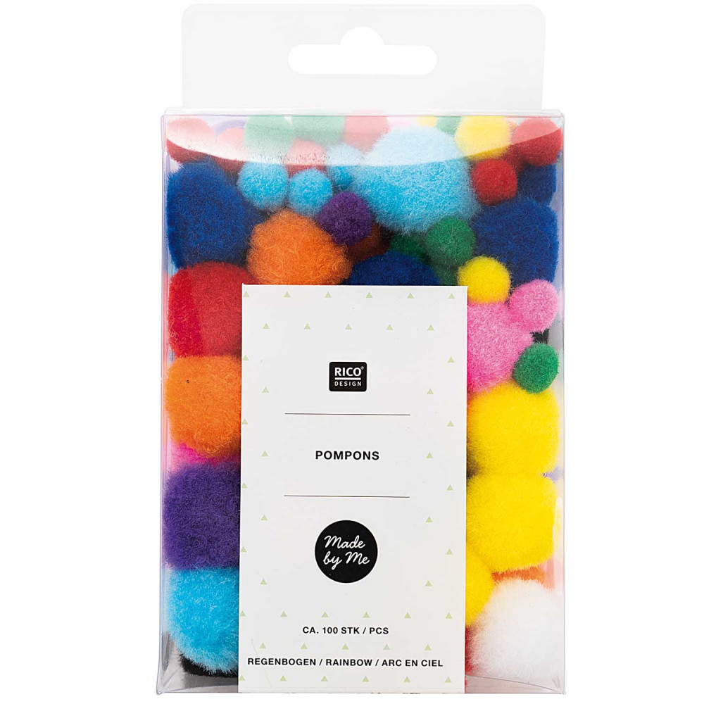 Pompoms - Rico Design - rainbow, 100 pcs