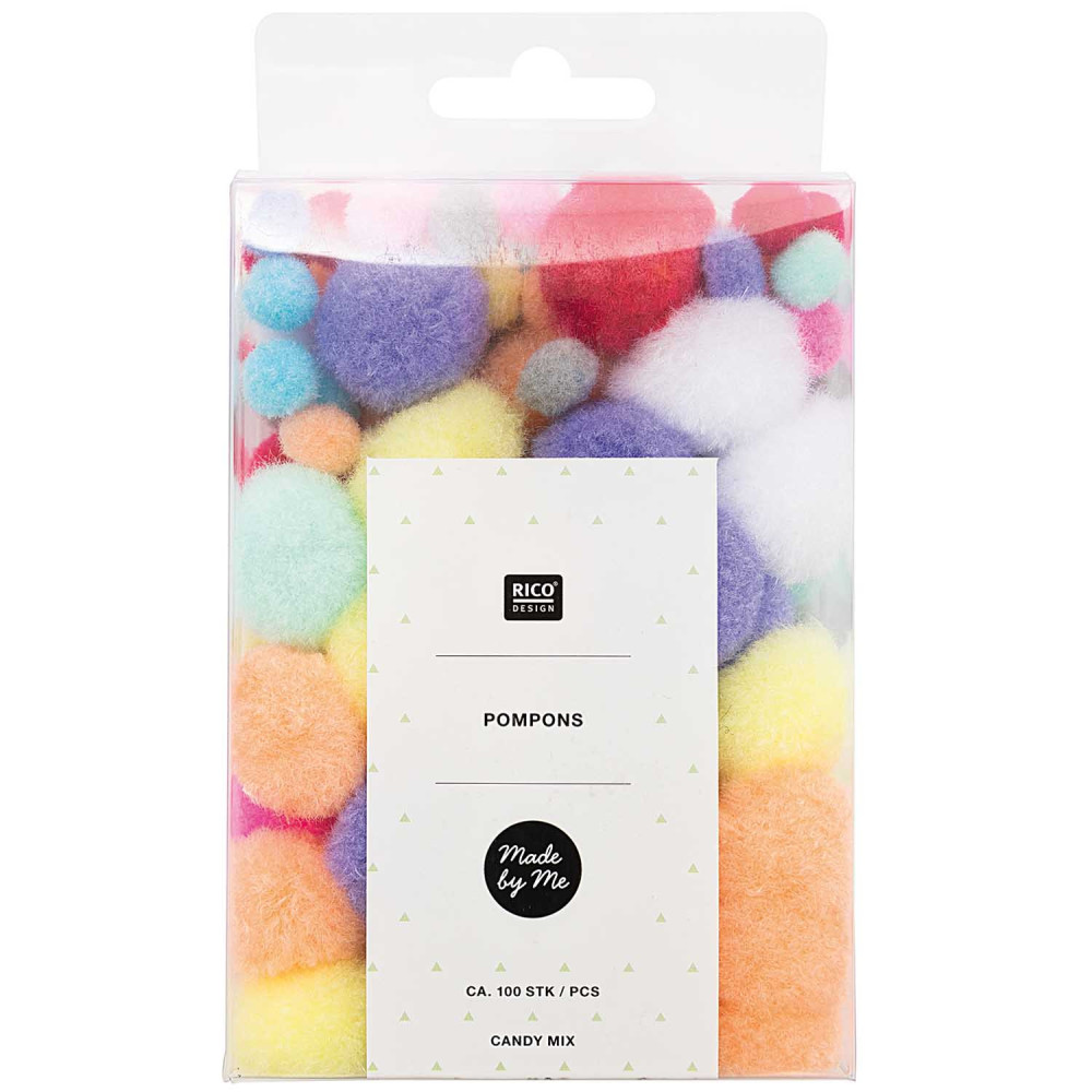 Pompony Candy - Rico Design - cukierkowe, 100 szt.