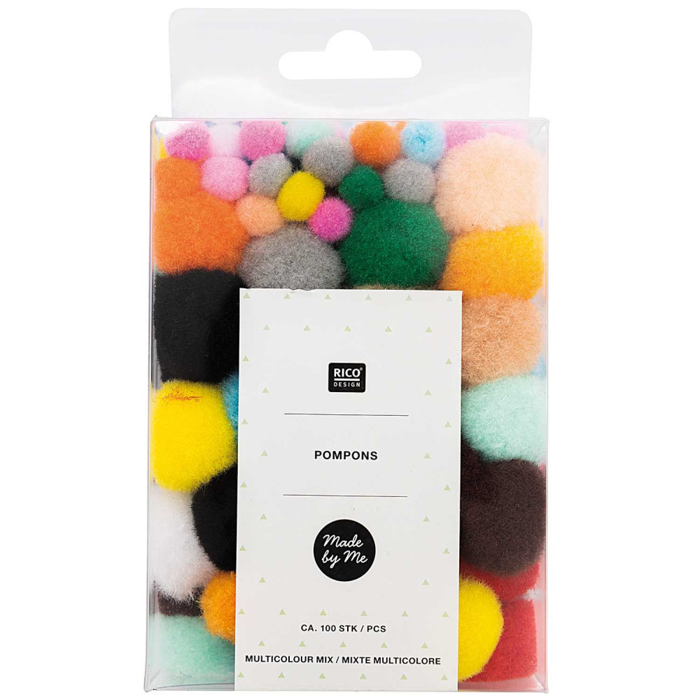Pompony Super Multicolour - Rico Design - kolorowe, 100 szt.