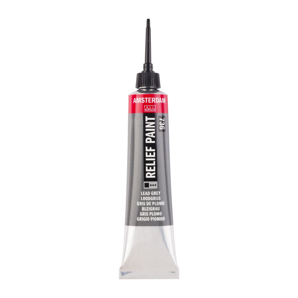 Konturówka do szkła Relief - Amsterdam - Lead Grey, 20 ml