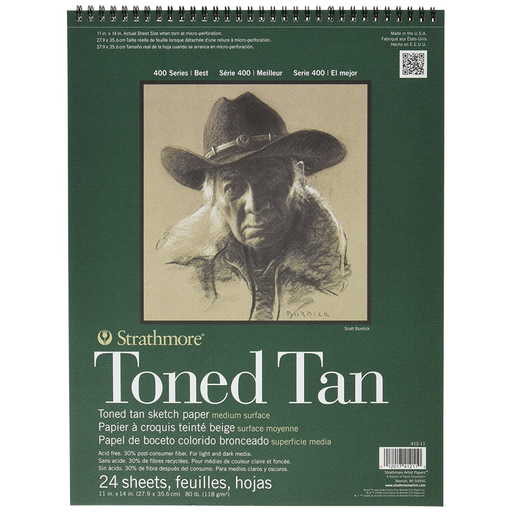 Toned Tan sketch paper 28 x 36 cm - Strathmore - 118 g, 24 sheets