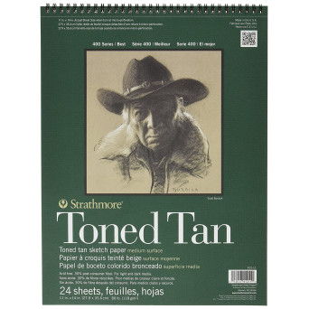 Toned Tan sketch paper 28 x 36 cm - Strathmore - 118 g, 24 sheets
