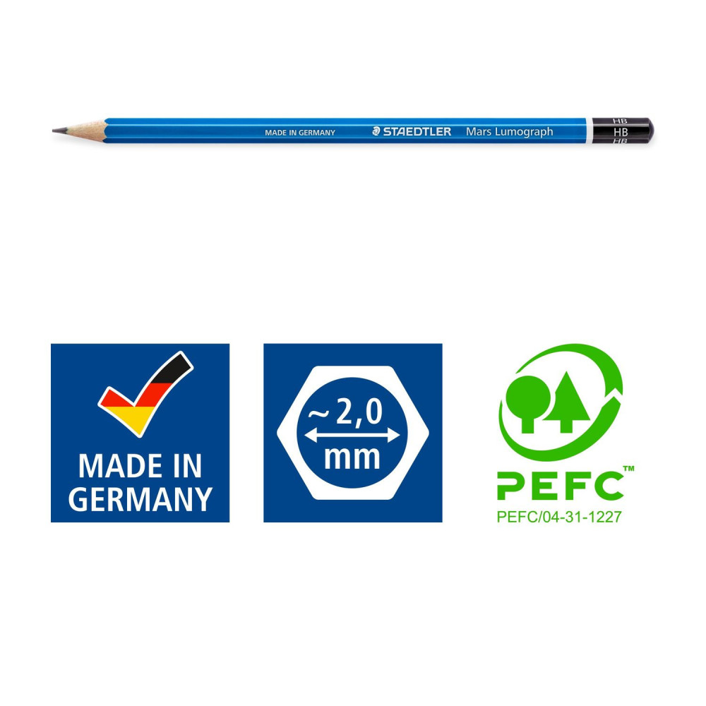 Set of Mars Lumograph graphite pencils - Staedtler - 8B-HB, 6 pcs.