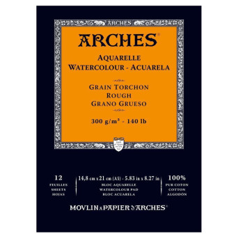 Blok do akwareli - Arches - rough, A5, 300 g, 12 ark.