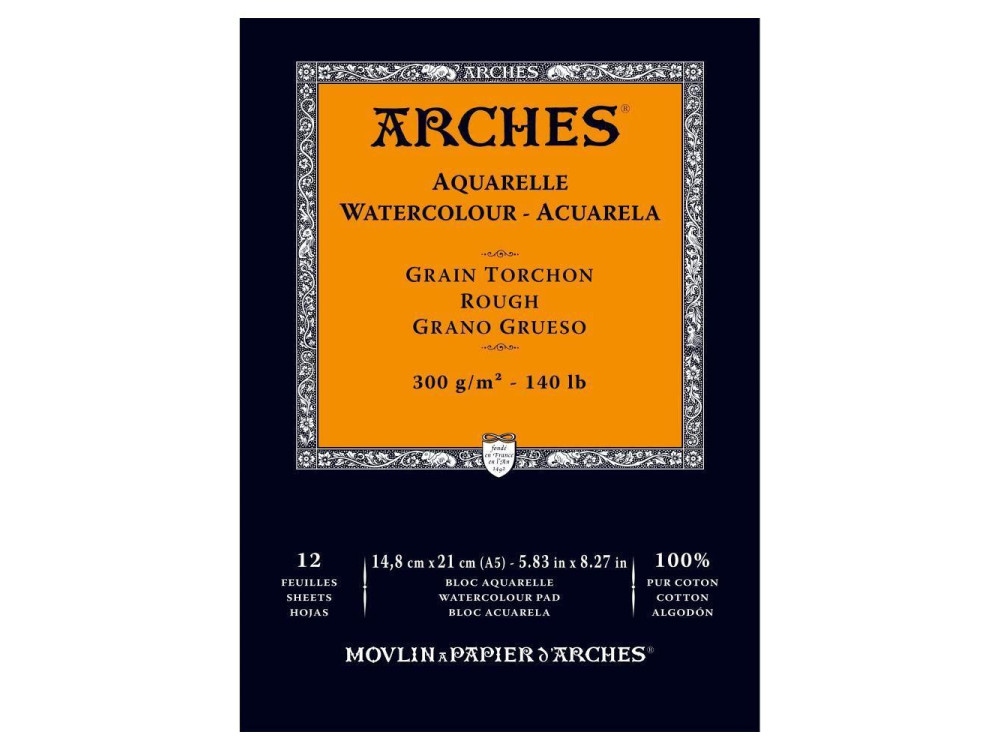 Blok do akwareli - Arches - rough, A5, 300 g, 12 ark.