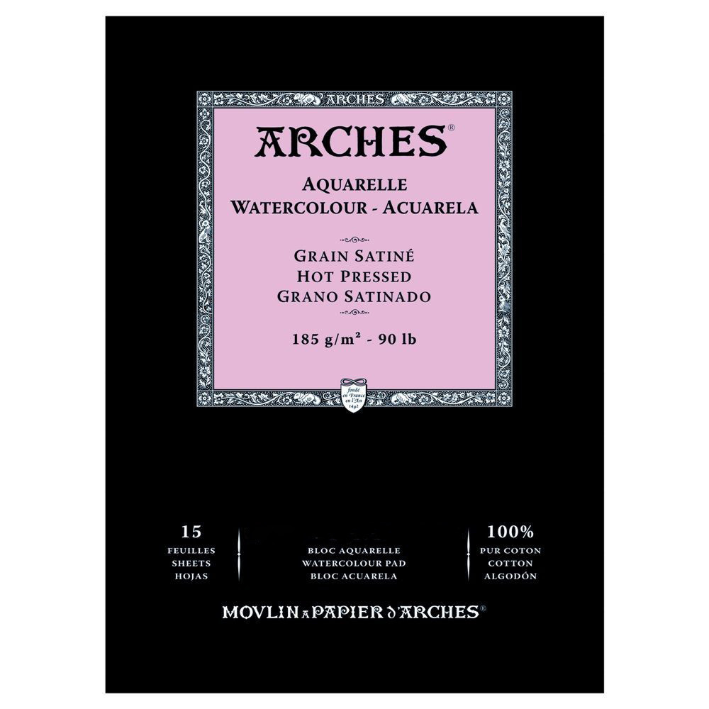 Blok do akwareli - Arches - hot pressed, A5, 185 g, 15 ark.