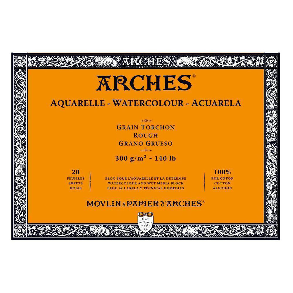 Watercolor paper - Arches - rough, 18 x 26 cm, 300 g, 20 sheets