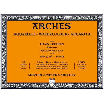 Watercolor paper - Arches - rough, 26 x 36 cm, 300 g, 20 sheets