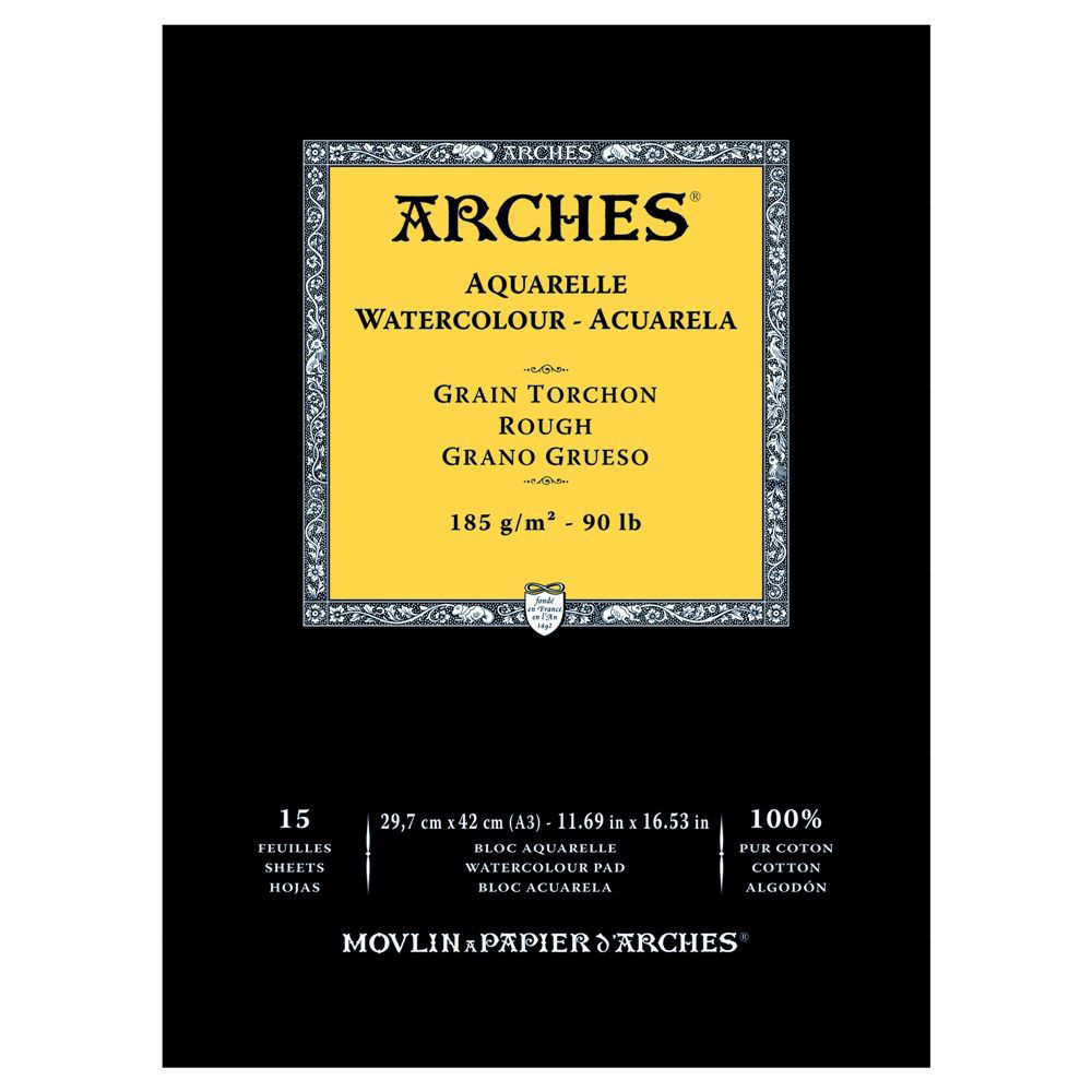 Blok do akwareli - Arches - rough, A3, 185 g, 15 ark.
