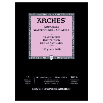 Watercolor paper - Arches - hot pressed, A3, 185 g, 15 sheets