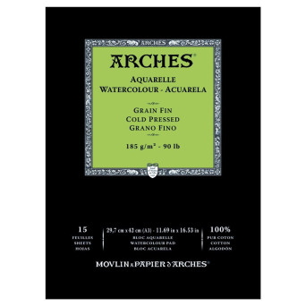 Watercolor paper - Arches - cold pressed, A3, 185 g, 15 sheets
