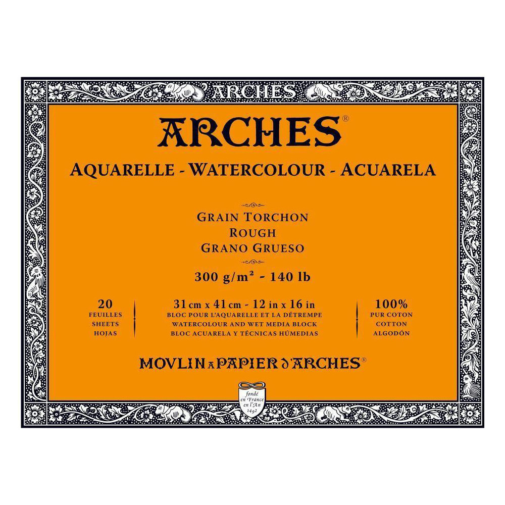 Watercolor paper - Arches - rough, 31 x 41 cm, 300 g, 20 sheets