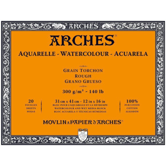 Watercolor paper - Arches - rough, 31 x 41 cm, 300 g, 20 sheets