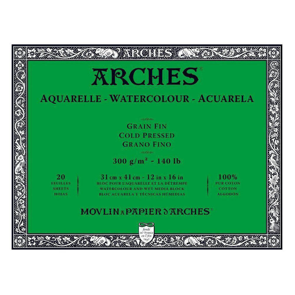 Watercolor paper, 31 x 41 - Archies - cold pressed, 300 g, 20 sheets