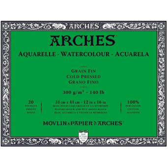 Blok do akwareli - Arches - cold pressed, 31 x 41 cm, 300 g, 20 ark.