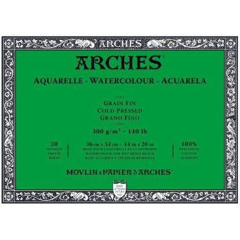 Blok do akwareli - Arches - cold pressed, 36 x 51 cm, 300 g, 20 ark.