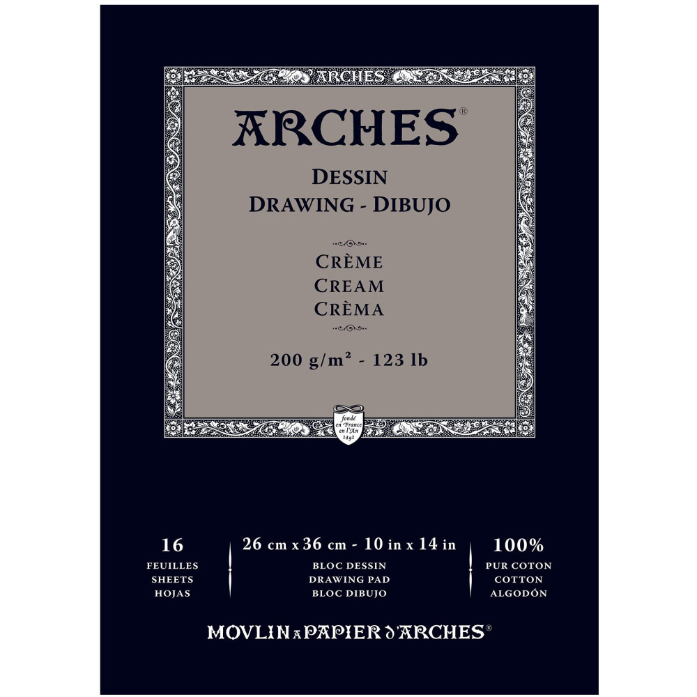 Blok rysunkowy - Arches - cream, 23 x 31 cm, 200 g, 16 ark.