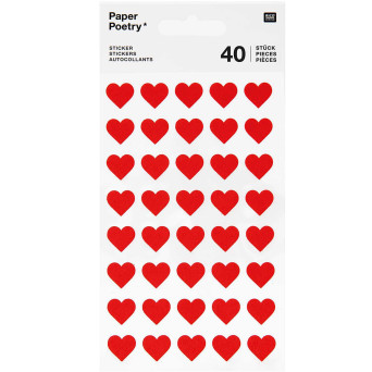 Naklejki filcowe Serca - Paper Poetry - małe, czerwone, 40 szt.
