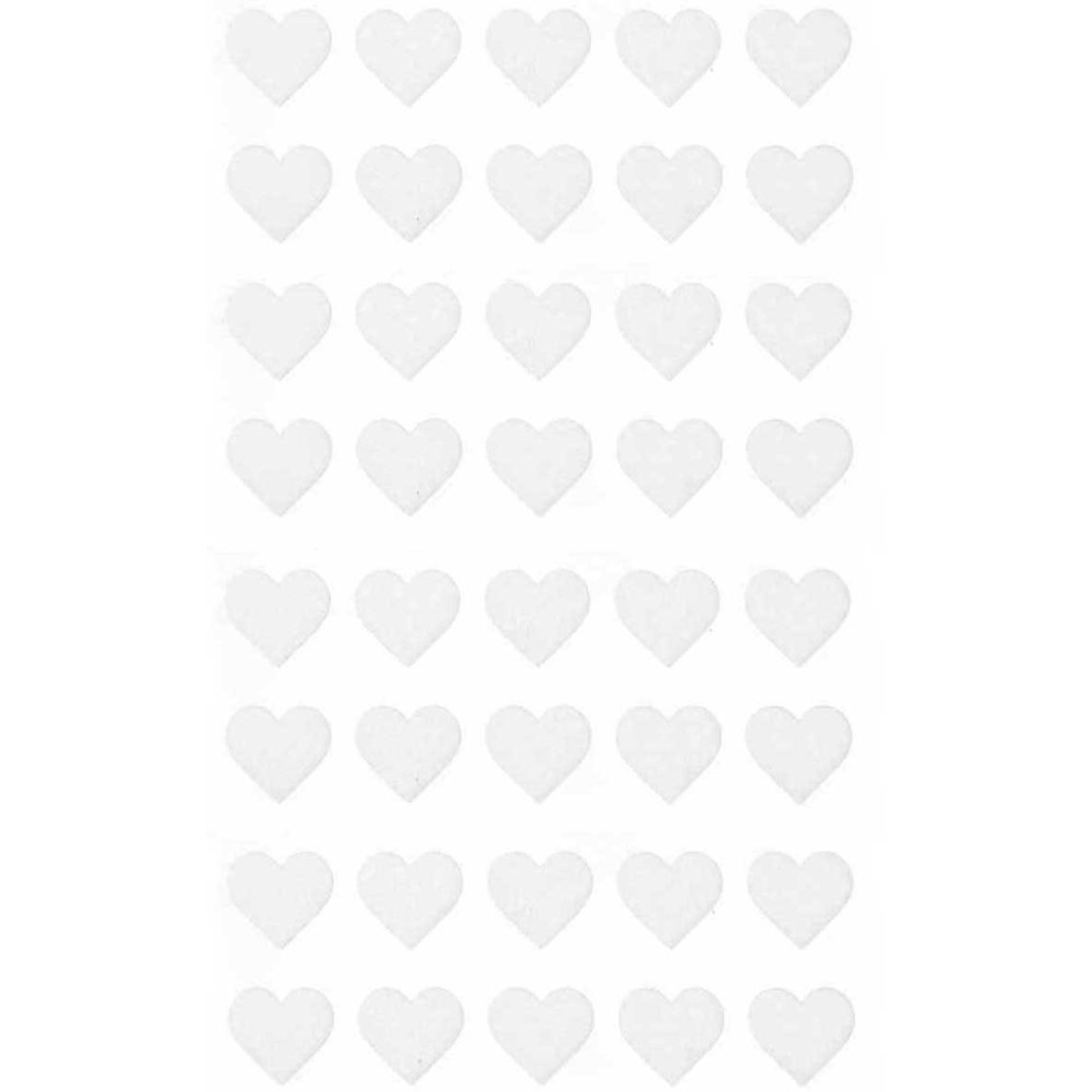 Felt stickers - Paper Poetry - Little hearts, white, 40 pcs