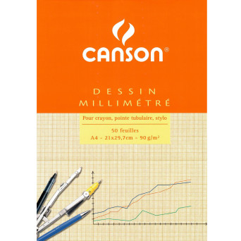 Millimeter graph paper pad - Canson - A4, 90 g, 50 sheets