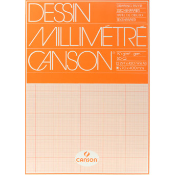 Papier, blok milimetrowy - Canson - A3, 90 g, 50 ark.