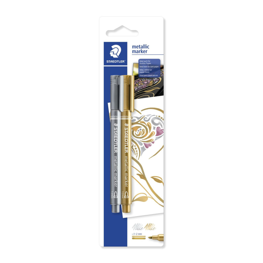 Zestaw pisaków metalicznych - Staedtler - złoty i srebrny, 2 szt.