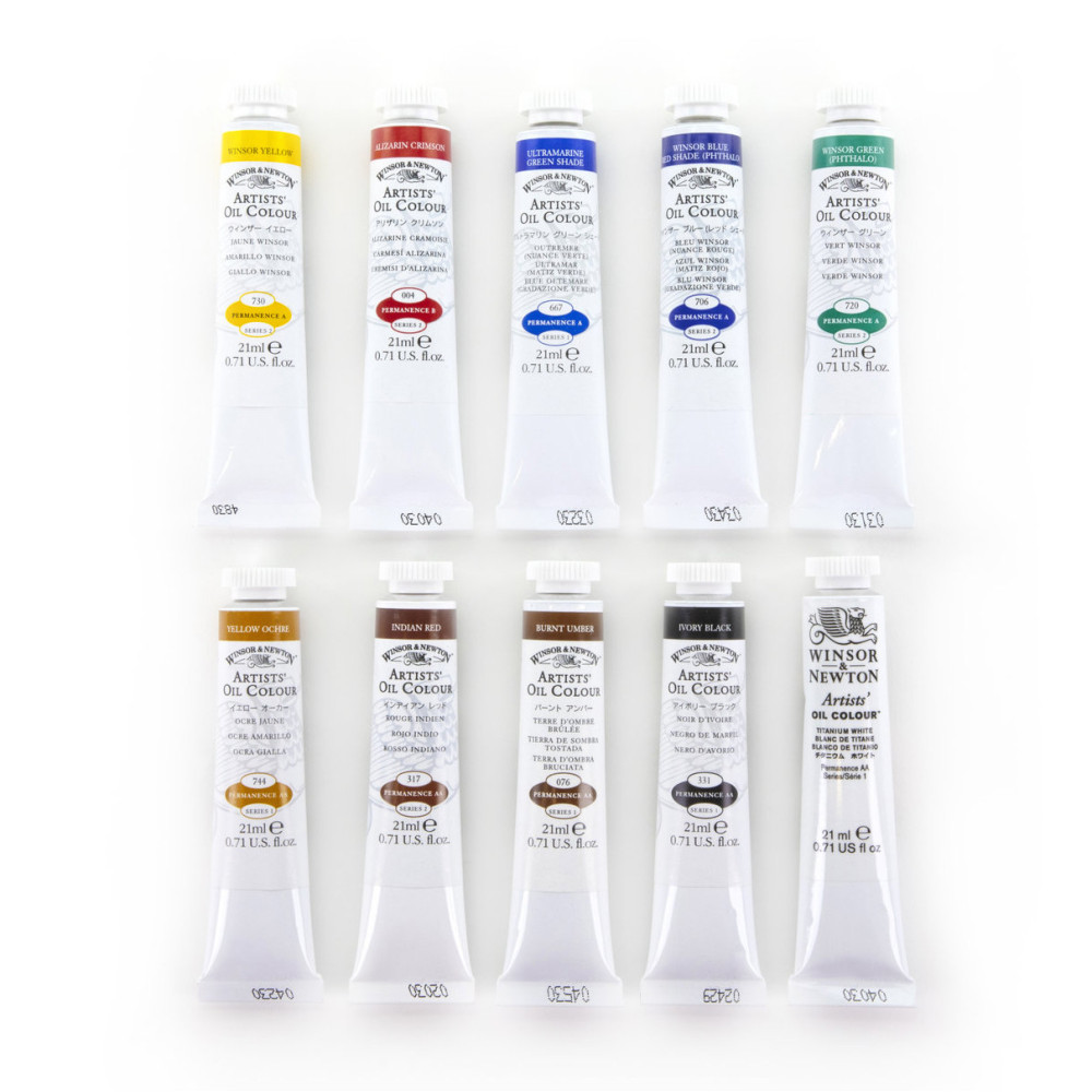 Set of Artist's oil paints in tubes - Winsor&Newton - 10 colors x 21 ml