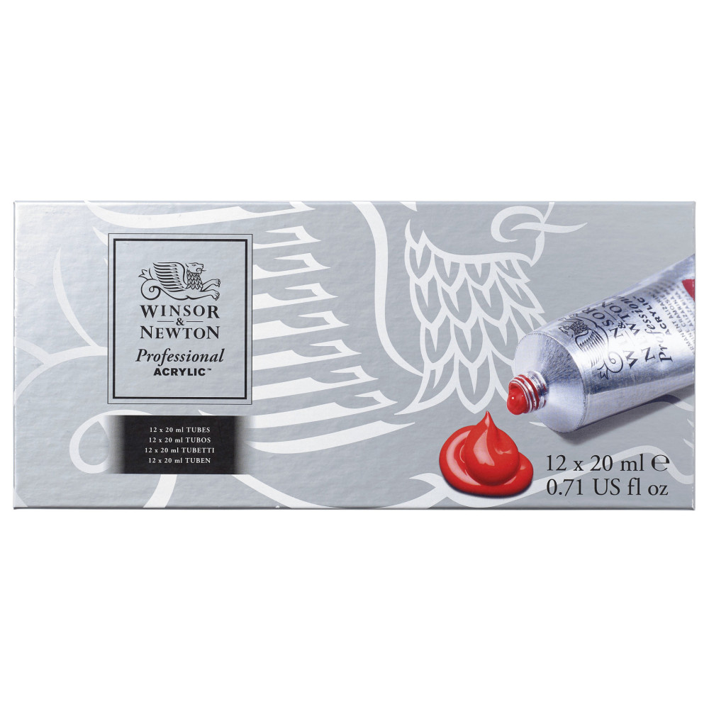 Zestaw farb akrylowych Professional - Winsor & Newton - 12 kolorów x 20 ml