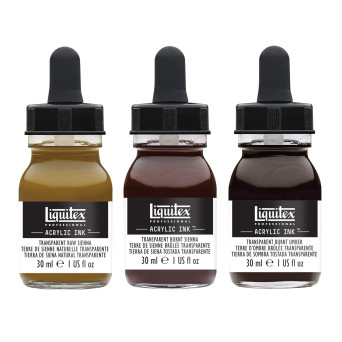 Zestaw tuszów akrylowych Transparent - Liquitex - 3 kolory x 30 ml