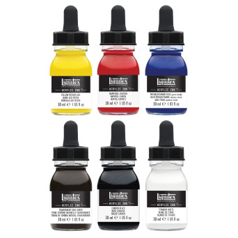 Set of Professional Acrylic inks - Liquitex - 6 colors x 30 ml