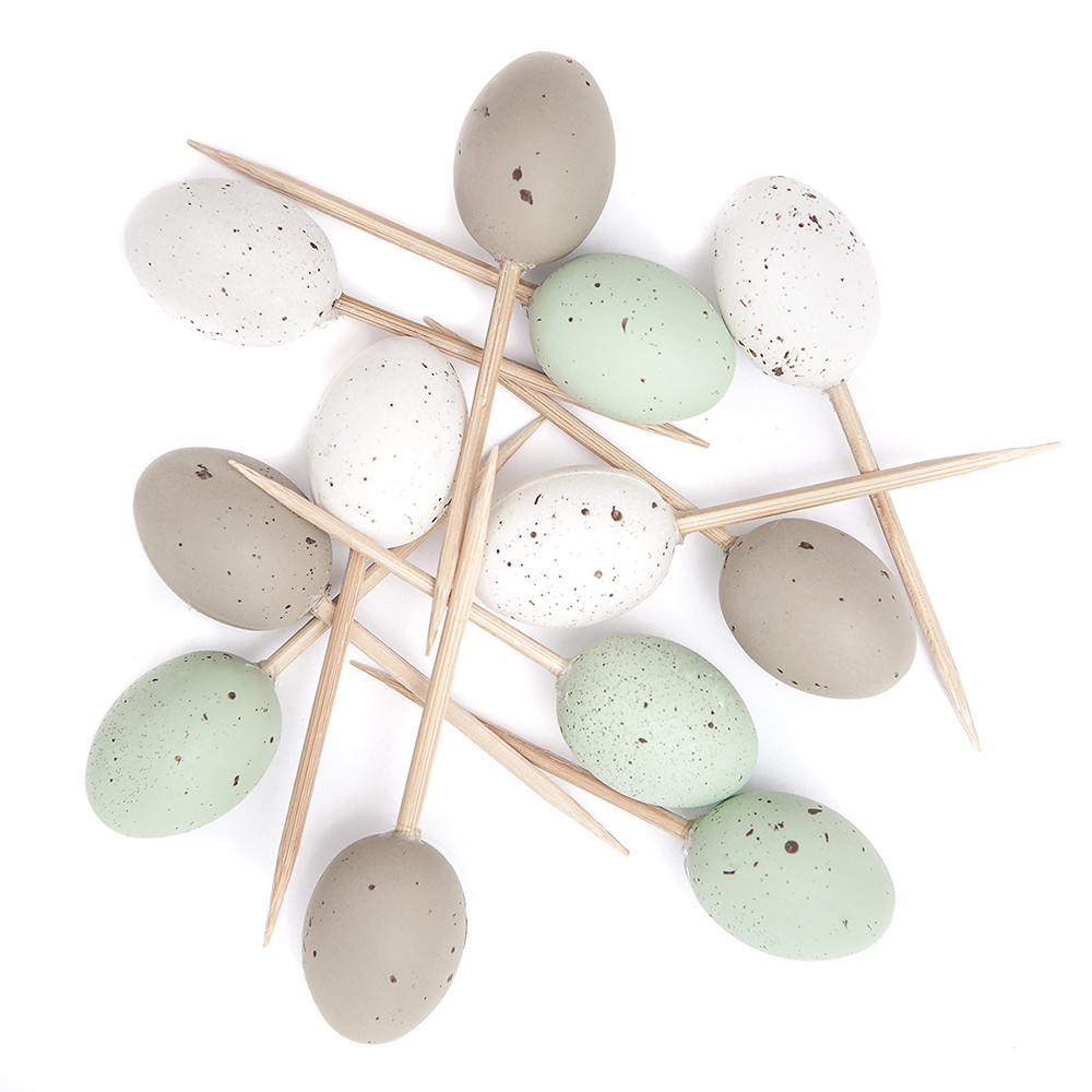 Mini jajka na piku - DpCraft - Mint & natural, 2,5 cm, 12 szt.