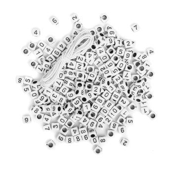 Beads numbers - DpCraft - black on white base, 285 pcs