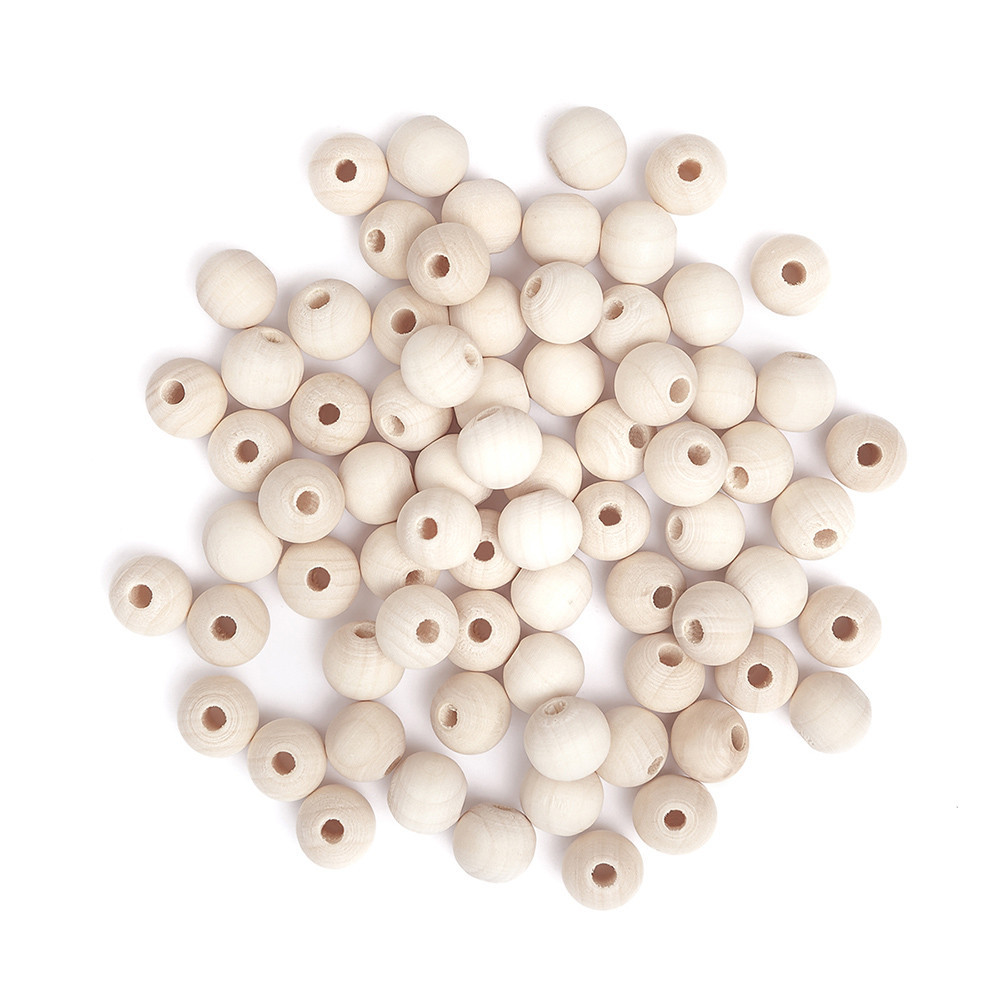 Wooden beads - DpCraft - natural, 12 mm, 77 pcs