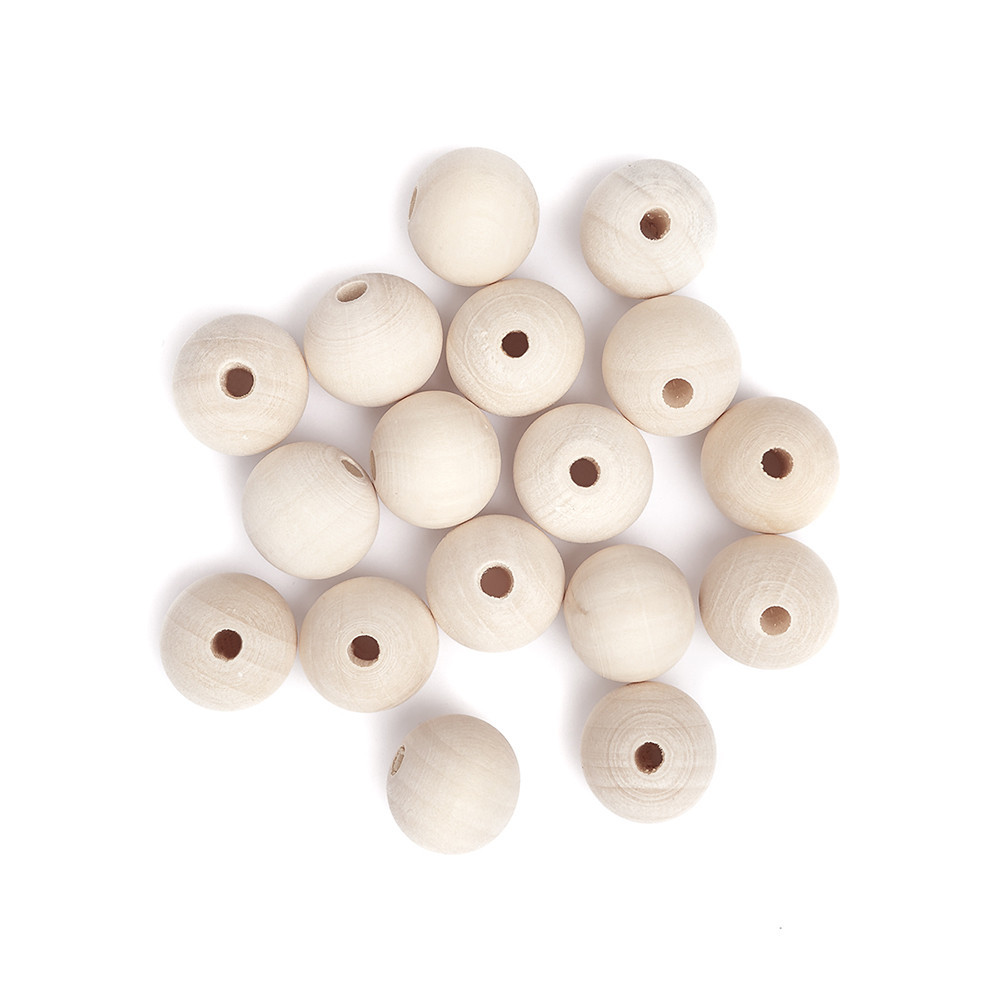 Wooden beads - DpCraft - natural, 20 mm, 16-19 pcs