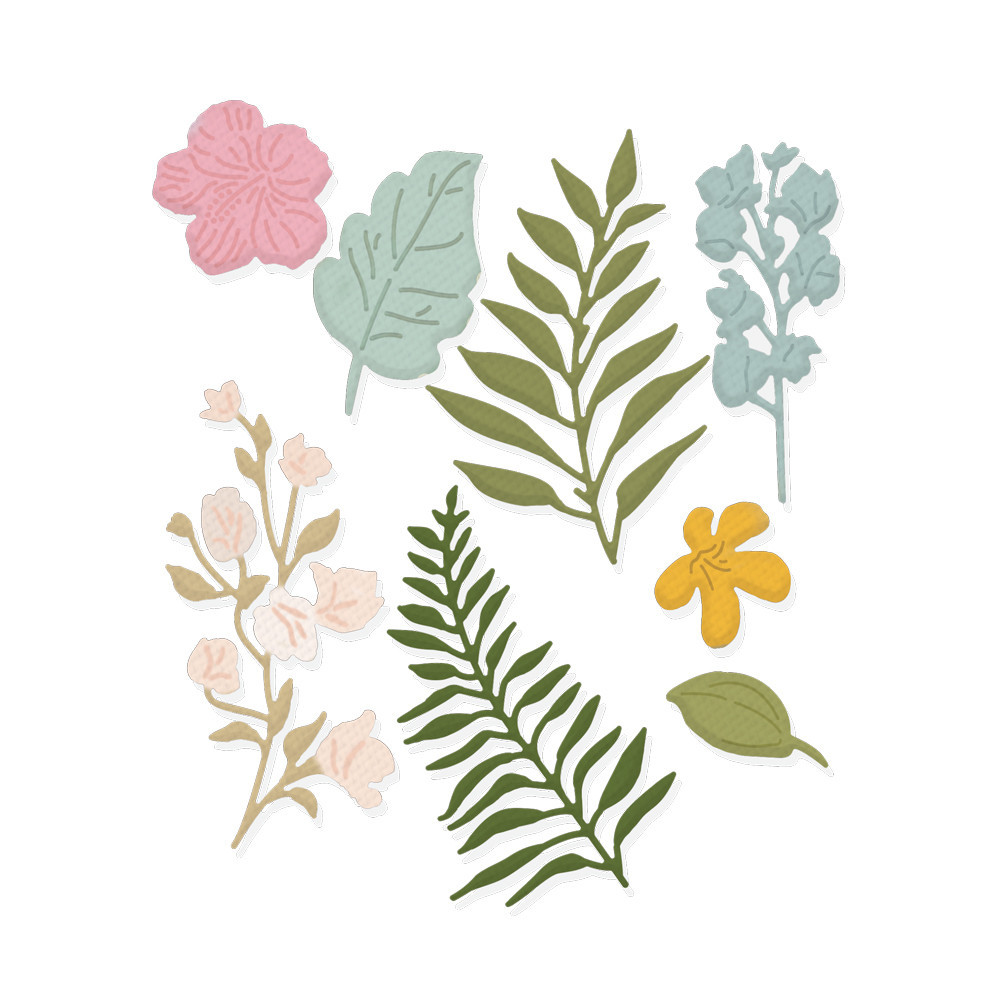 Set of cutting dies - DpCraft - Flowers and leaves, 8 pcs