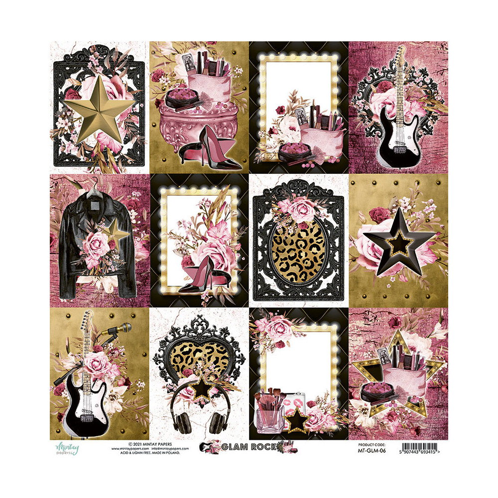 Papier do scrapbookingu 30 x 30 cm - Mintay - Glam Rock 06