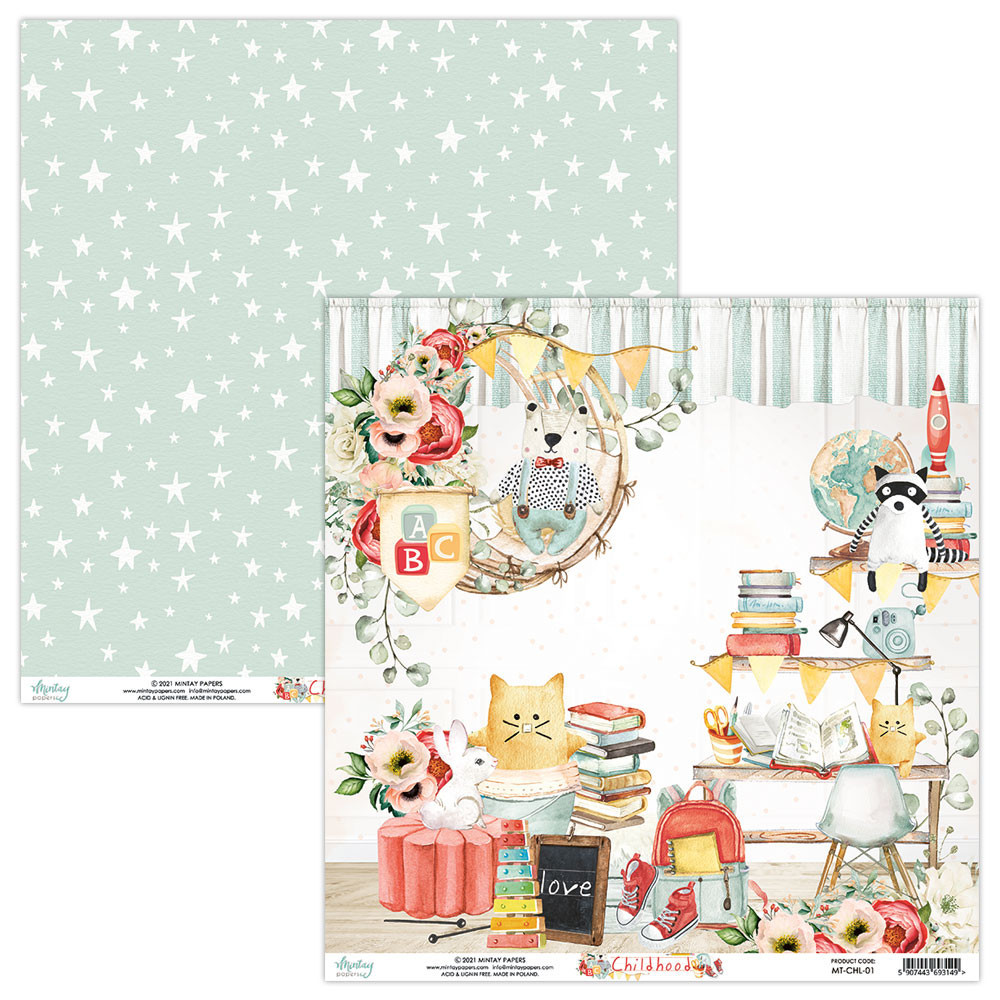 Scrapbooking paper 30 x 30 cm - Mintay - Childhood 01
