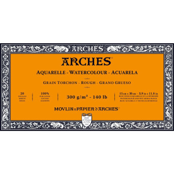 Blok do akwareli - Arches - rough, 15 x 30 cm, 300 g, 20 ark.