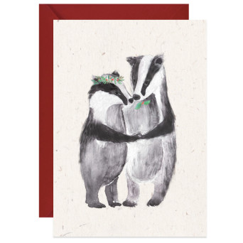 Greeting card A6 - Paperwords - Love badgers