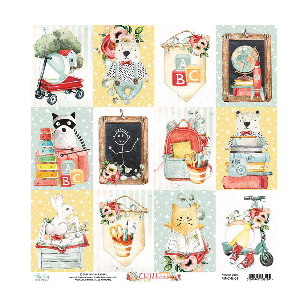 Papier do scrapbookingu 30 x 30 cm - Mintay - Childhood 06
