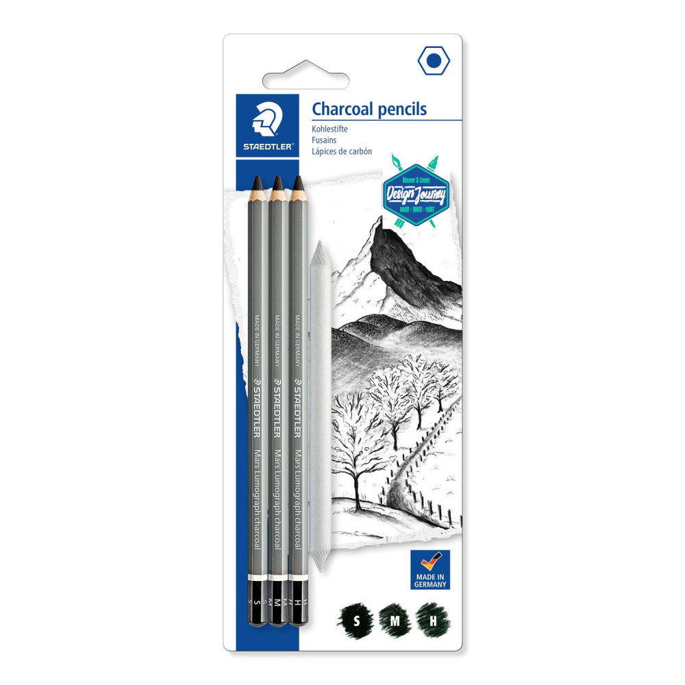 Charcoal Mars Lumograph pencils set - Staedtler - 4 pcs