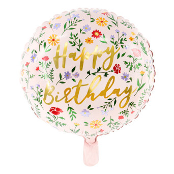 Foil balloon Happy Birthday - light pink, 35 cm