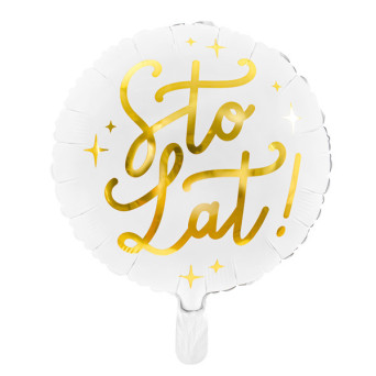 Foil balloon Sto lat! - white, 35 cm
